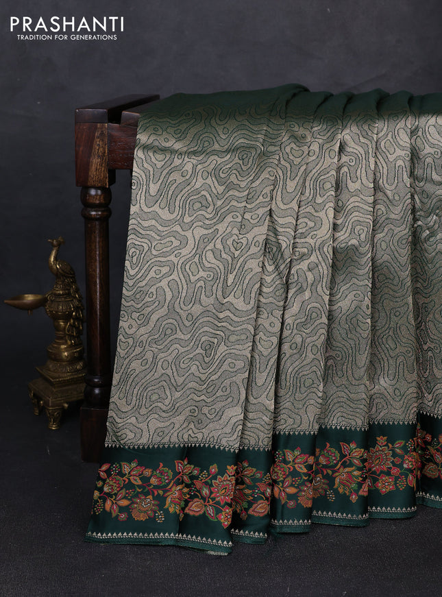 Banarasi silk saree green with allover brocade weaves and mina border