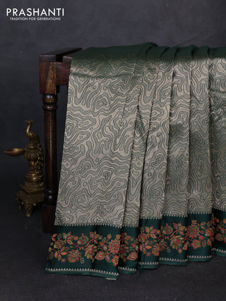 Banarasi silk saree green with allover brocade weaves and mina border