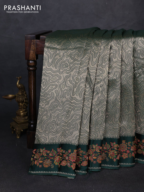 Banarasi silk saree green with allover brocade weaves and mina border