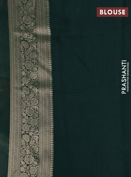 Banarasi silk saree green with allover brocade weaves and mina border