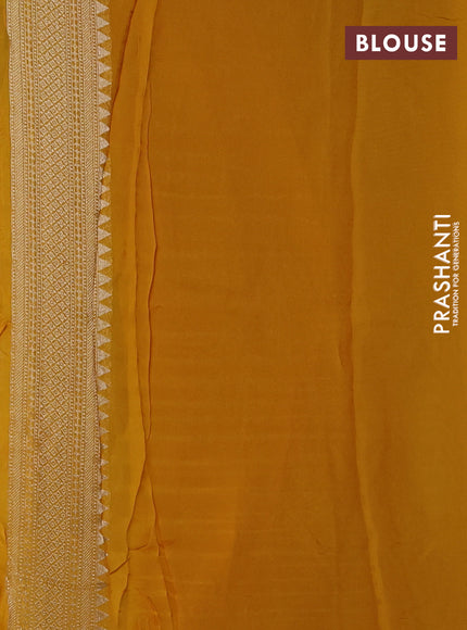 Banarasi silk saree mustard yellow with allover brocade weaves and mina border