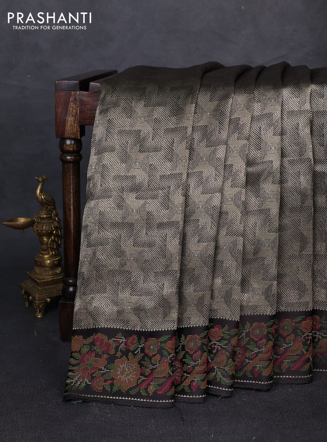 Banarasi silk saree deep coffee brown with allover brocade weaves and mina border