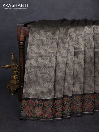 Banarasi silk saree deep coffee brown with allover brocade weaves and mina border