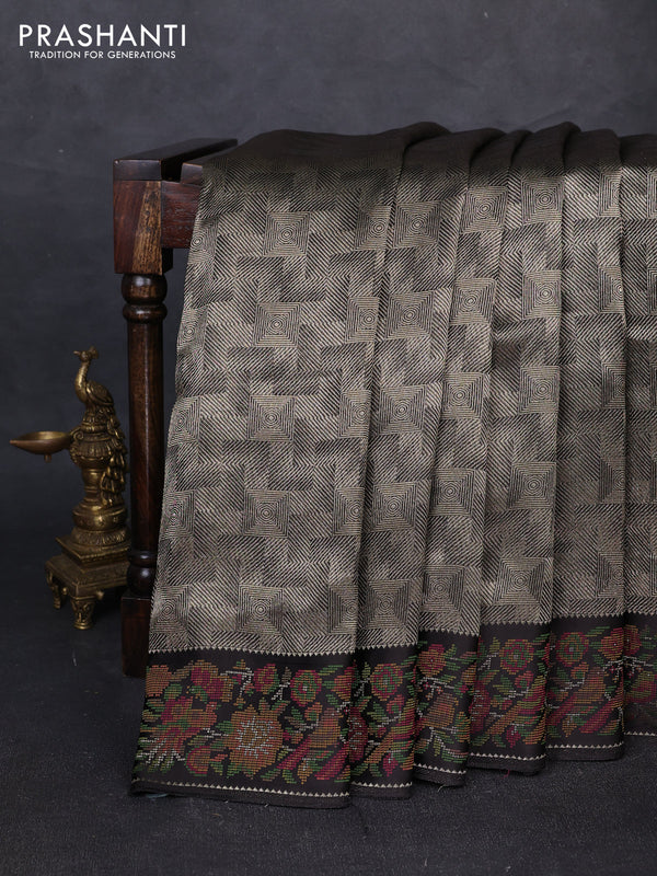 Banarasi silk saree deep coffee brown with allover brocade weaves and mina border