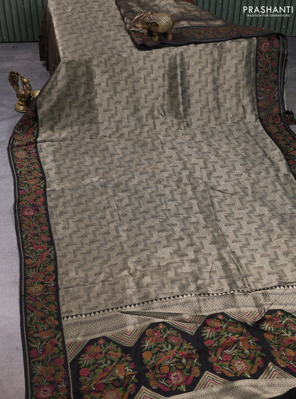 Banarasi silk saree deep coffee brown with allover brocade weaves and mina border