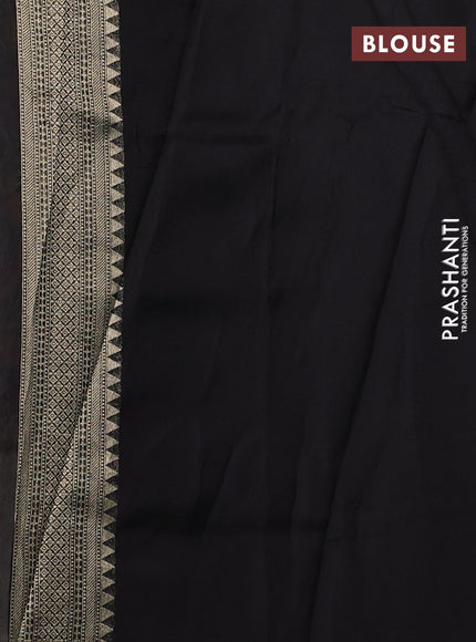 Banarasi silk saree deep coffee brown with allover brocade weaves and mina border