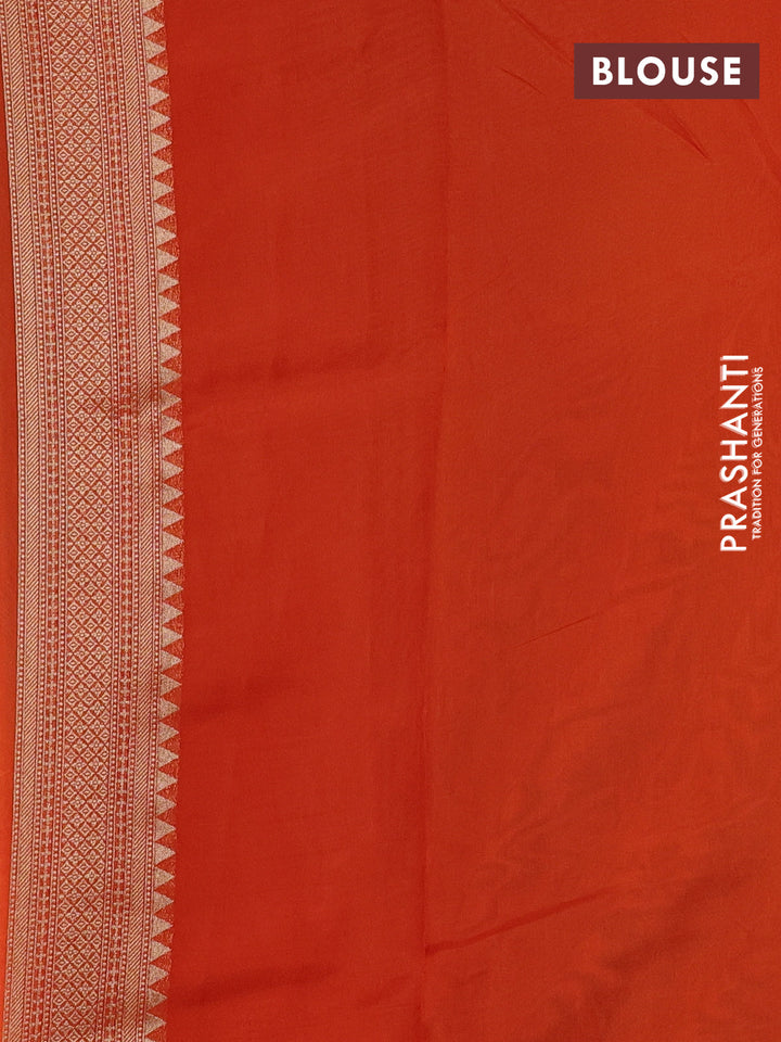 Banarasi silk saree orange with allover brocade weaves and mina border
