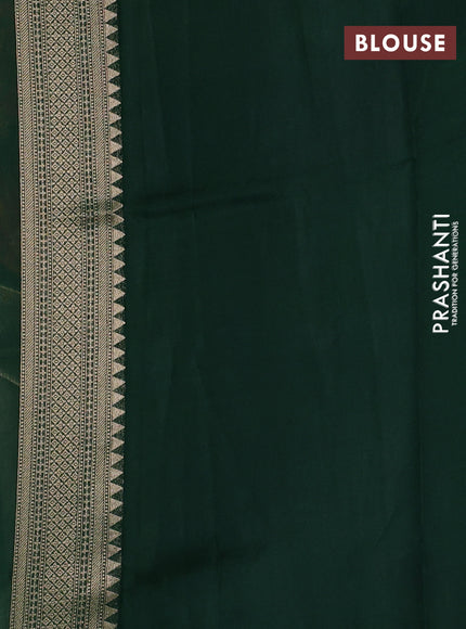 Banarasi silk saree green with allover brocade weaves and mina border