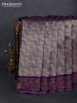 Banarasi silk saree violet with allover brocade weaves and mina border