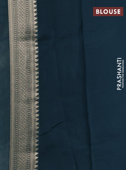 Banarasi silk saree peacock green with allover brocade weaves and mina border