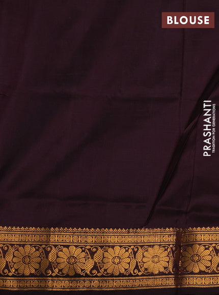 Pure uppada silk saree pastel pink and coffee brown with silver & gold zari woven buttas and zari woven border