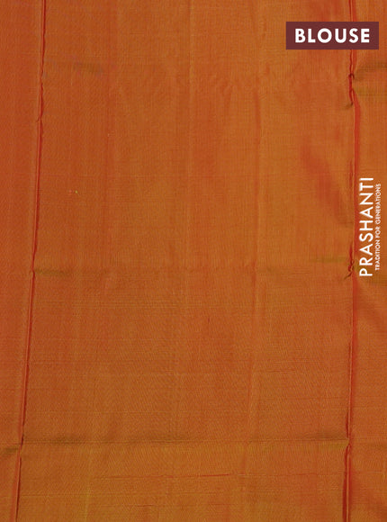 Pure uppada silk saree red and dual shade of green with silver & gold zari woven buttas and simple border