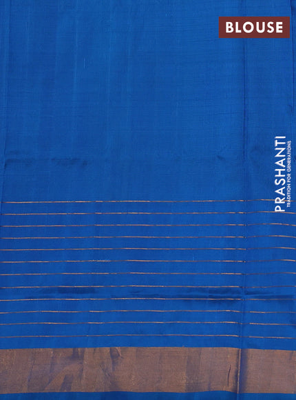 Pure uppada silk saree dual shade of teal bluish green and cs blue with allover zari woven buttas and long zari woven border