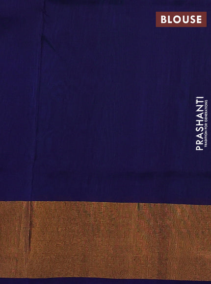Pure uppada silk saree teal blue and blue with silver & gold zari woven paisley buttas and zari woven border