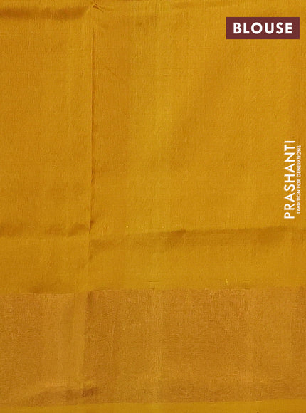 Pure uppada silk saree yellow with silver & gold zari woven paisley buttas and zari woven border