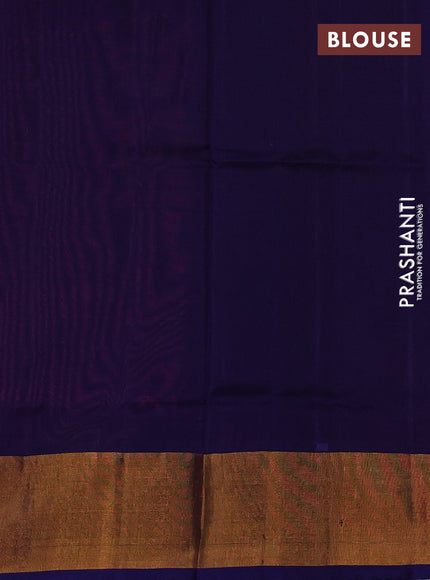 Pure uppada silk saree pink and blue with silver & gold zari woven paisley buttas and zari woven border