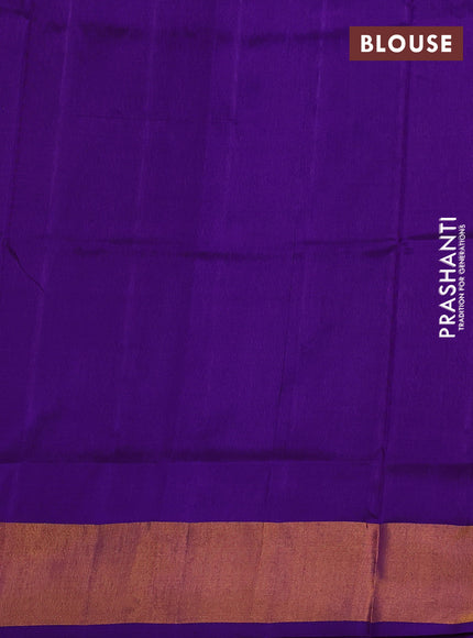 Pure uppada silk saree purple with silver & gold zari woven paisley buttas and zari woven border