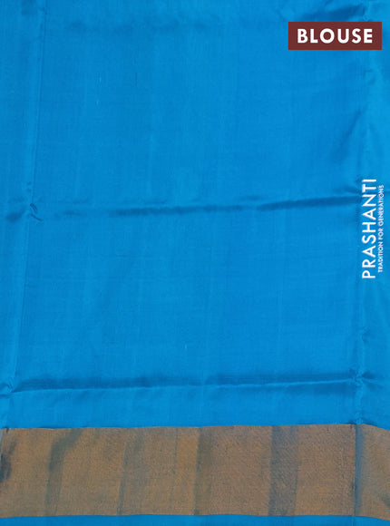 Pure uppada silk saree light blue with silver & gold zari woven paisley buttas and zari woven border