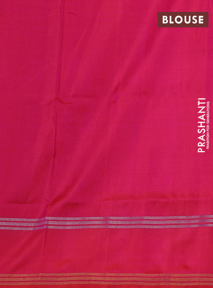 Pure uppada silk saree pink and dual shade of pinkish orange with allover silver & gold zari woven buttas and rettapet zari woven border