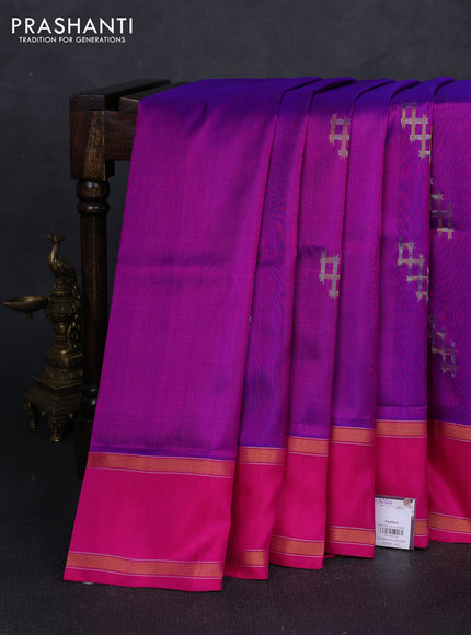 Pure uppada silk saree purple and pink with allover zari weaves & buttas and rettapet zari woven border