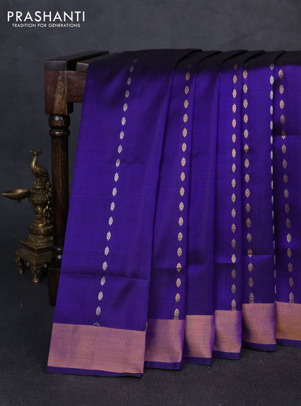 Pure uppada silk saree blue with allover silver & gold zari woven buttas and zari woven border