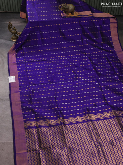 Pure uppada silk saree blue with allover silver & gold zari woven buttas and zari woven border