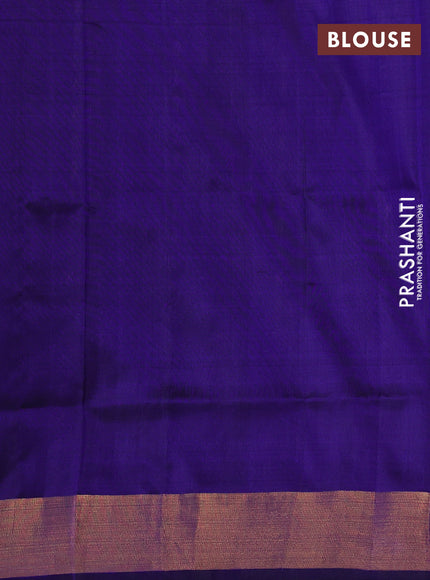 Pure uppada silk saree blue with allover silver & gold zari woven buttas and zari woven border