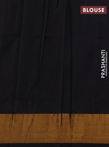 Pure uppada silk saree black with silver & gold zari woven buttas and jamdhani weaving pallu