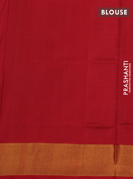 Pure uppada silk saree bluish grey and red with allover zari wweaves & buttas and zari woven border