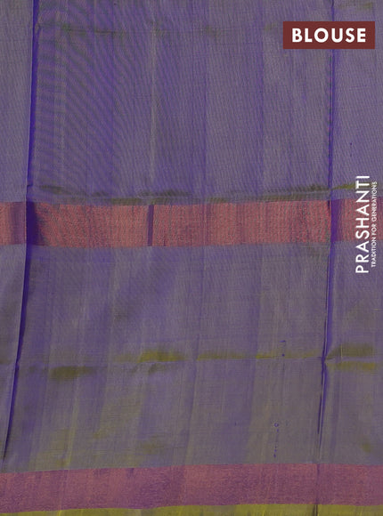 Pure uppada silk saree dual shade of bluish green and dual shade of light green with silver zari woven buttas and long zari woven butta border