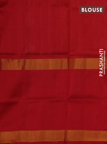 Pure uppada silk saree sunset orange and red with silver zari woven buttas and long zari woven butta border