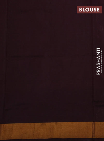 Pure uppada silk saree rosy brown and coffee brown with silver & gold zari woven buttas and temple zari woven border