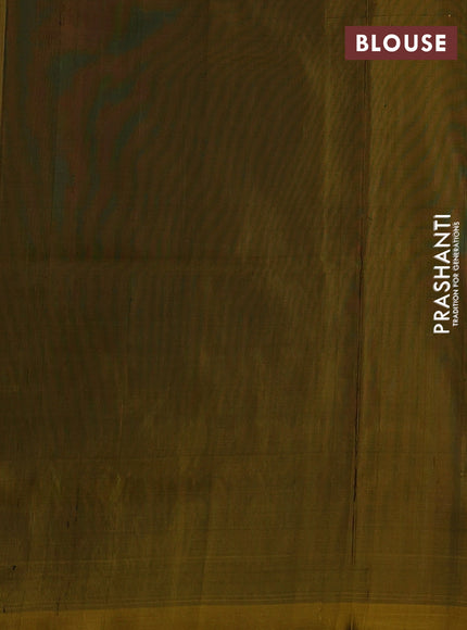 Pure uppada silk saree black and mustard yellow with silver & gold zari woven buttas and long zari woven border