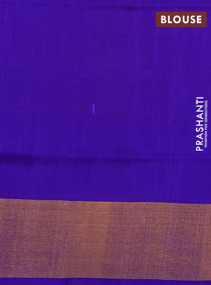 Pure uppada silk saree dual shade of pinkish orange and purple with silver & gold zari woven buttas and zari woven border