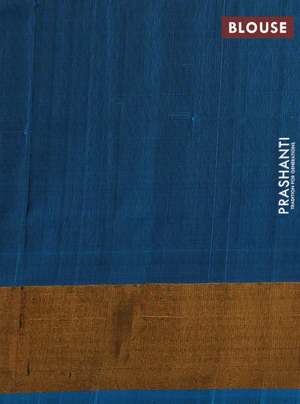 Pure uppada silk saree black and peacock green with silver & gold zari woven buttas and zari woven border
