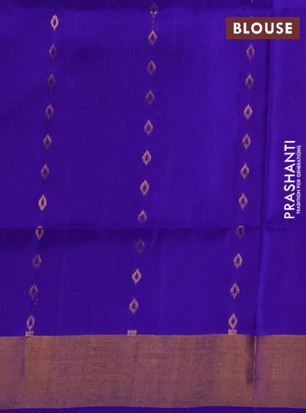 Pure uppada silk saree pink and blue with allover zari woven buttas and zari woven border