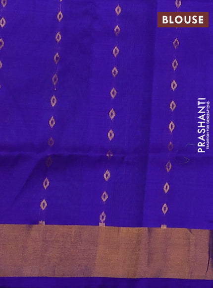 Pure uppada silk saree dual shade of teal bluish green and blue with allover zari woven buttas and zari woven border