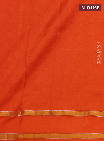 Pure uppada silk saree mango yellow and orange with allover silver & gold zari weaves and rettapet zari woven border
