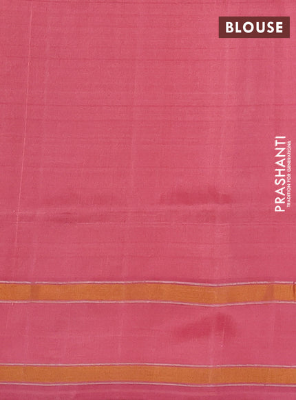 Pure uppada silk saree peach pink with allover silver & gold zari weaves and rettapet zari woven border