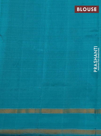 Pure uppada silk saree teal blue with allover silver & gold zari weaves and rettapet zari woven border