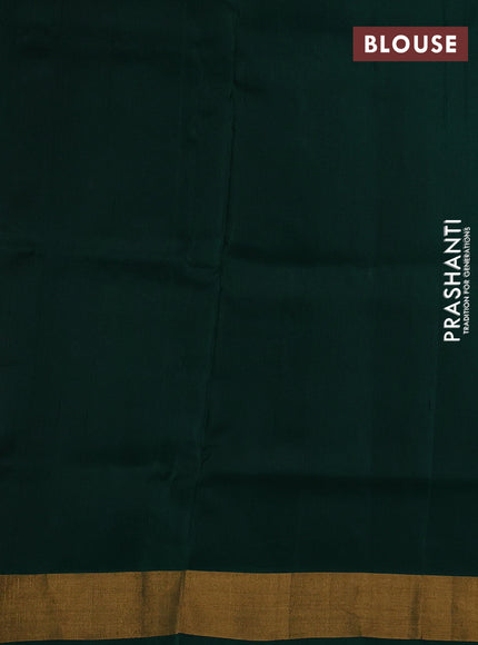 Pure uppada silk saree dark green with allover silver & gold zari woven buttas and zari woven border