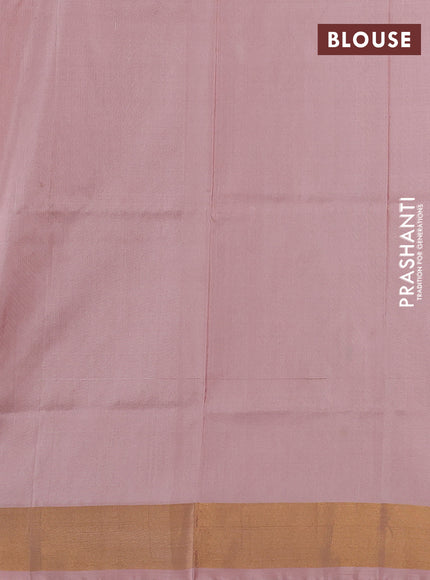 Pure uppada silk saree pastel peach with allover silver & gold zari woven buttas and zari woven border