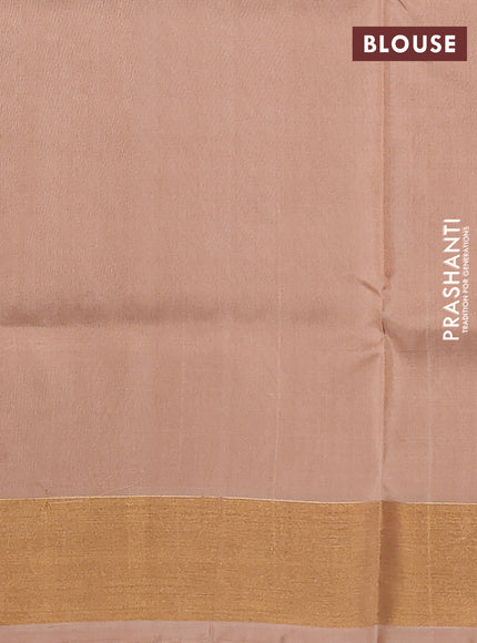 Pure uppada silk saree beige with allover silver & gold zari woven buttas and zari woven border