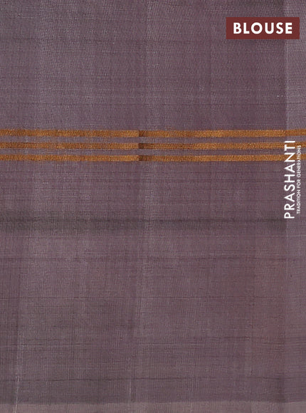 Pure uppada silk saree deep jamun and pastel grey with silver & gold zari woven buttas and zari woven floral butta border
