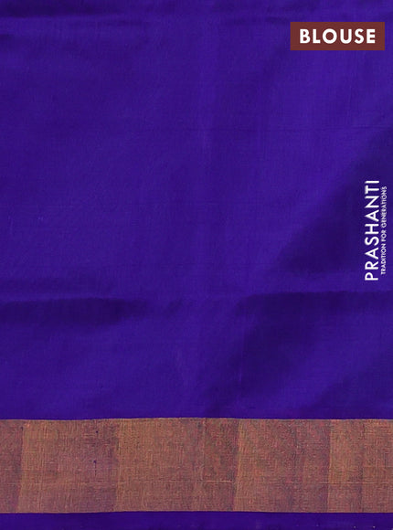 Pure uppada silk saree teal green and blue with silver & gold zari woven buttas and zari woven border
