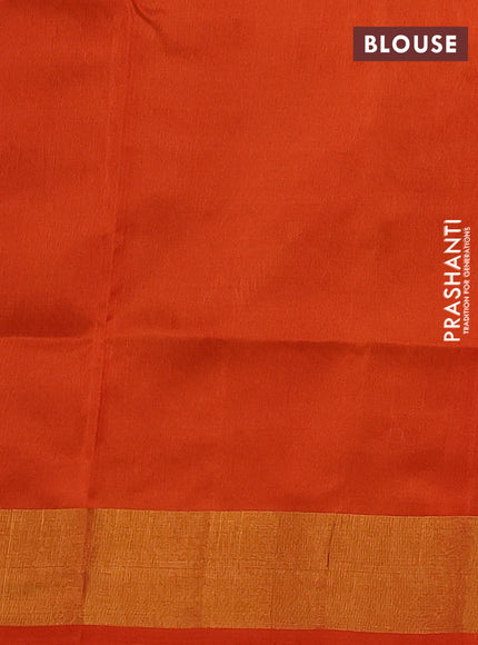 Pure uppada silk saree mustard yellow and orange with silver & gold zari woven buttas and zari woven border