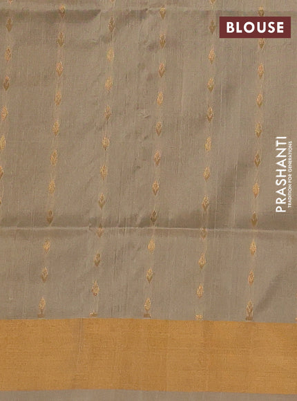 Pure uppada silk saree coffee brown and beige with allover zari woven buttas and zari woven border