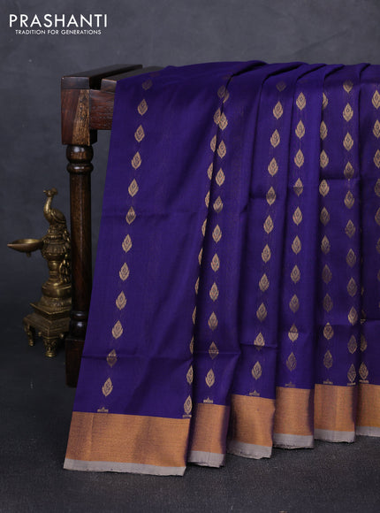 Pure uppada silk saree blue with allover zari woven buttas and zari woven border