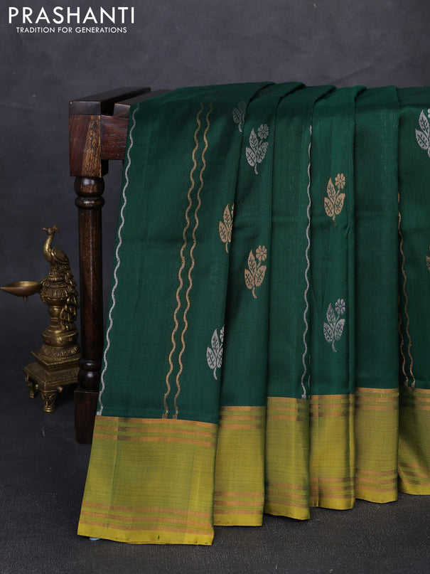 Pure uppada silk saree green and light green with allover zari weaves & buttas and rettapet zari woven border