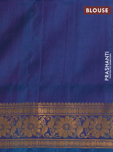 Pure uppada silk saree purple and dual shade of blue with allover silver & gold zari woven buttas and zari woven border